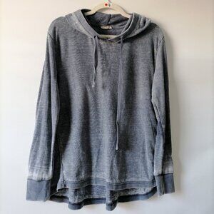 Jane & Delancey Womens Blue Long Sleeve High Low Hem Pullover Hoodie Size M